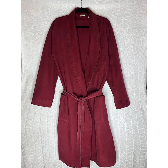 L.L. Bean Open Front Belted Trench Coat Burgundy - Picture 1 of 7